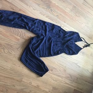 Lulus learning to fly navy jumpsuit